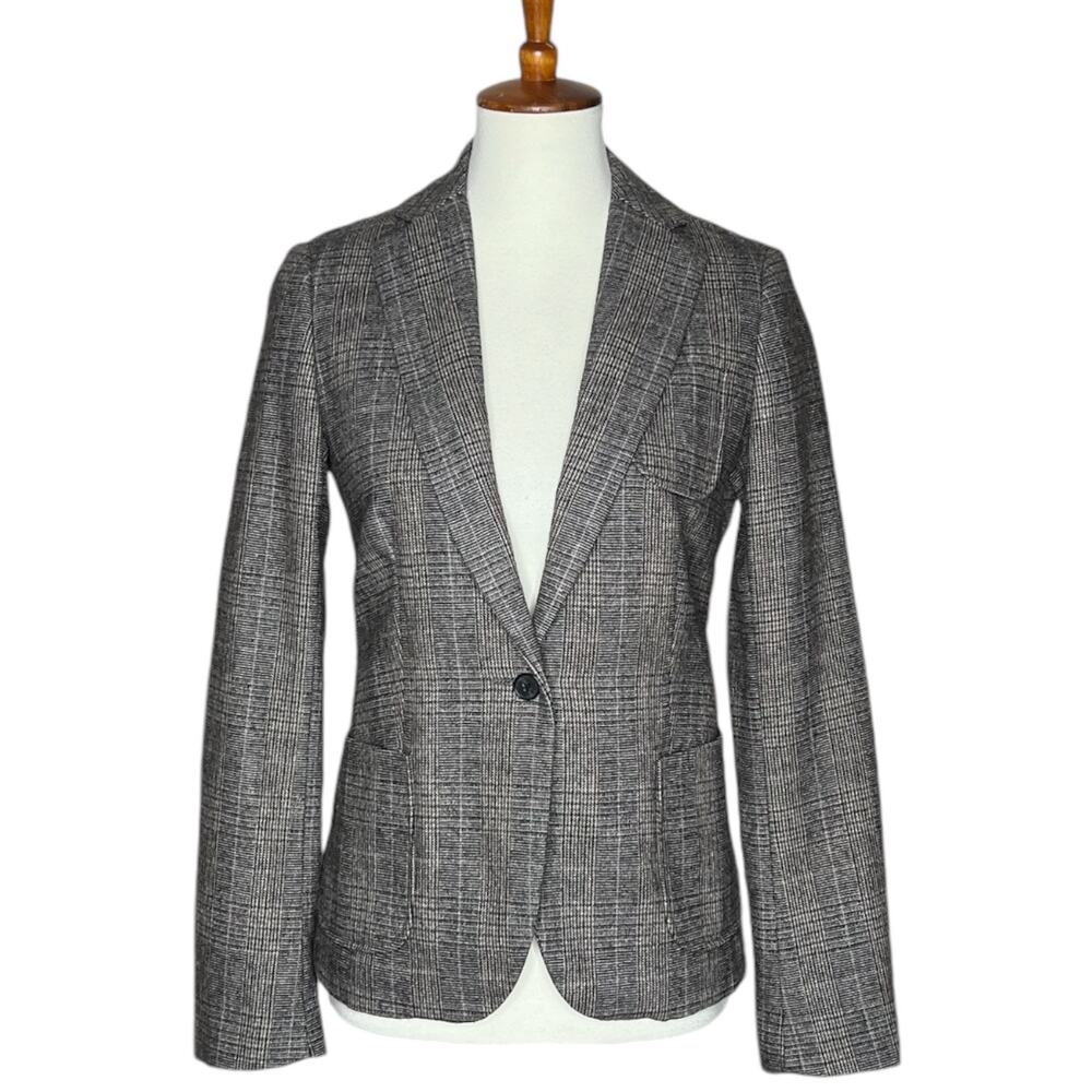 Maison Scotch Tailored Blazer Single Button Wool Blend Academia Plaid Size Small